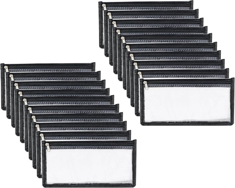 YOAVIP 3.9 x 7.8 Clear Cash Register Money Pouch Bank Deposit Bag Check Wallet 20 Pack Zipper Closure - Image 1